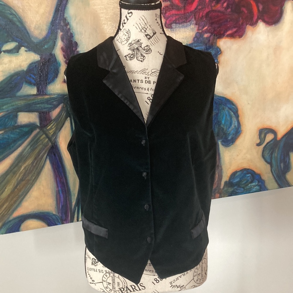 🔥 Suttles & Seawinds Vintage '93 Equestrian Jazz Black Velvet Vest Large 🔥
